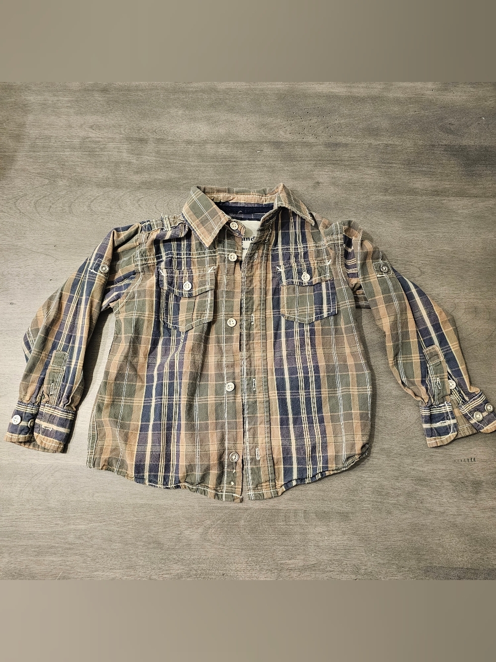 Vintage Woodland Rugged Wear Plaid Button Down Shirt- Size 4 Boys
